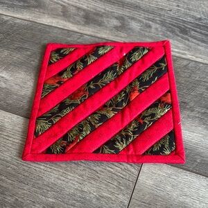 Festive Red and Black Quilted Coaster